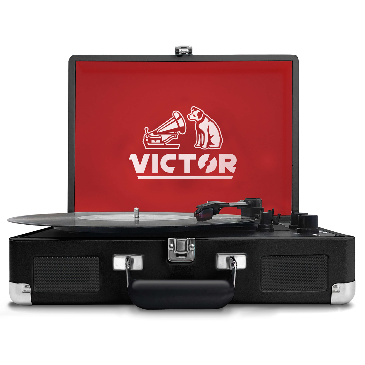 Victor Metro Dual Bluetooth Suitcase 3-Speed Turntable - Red