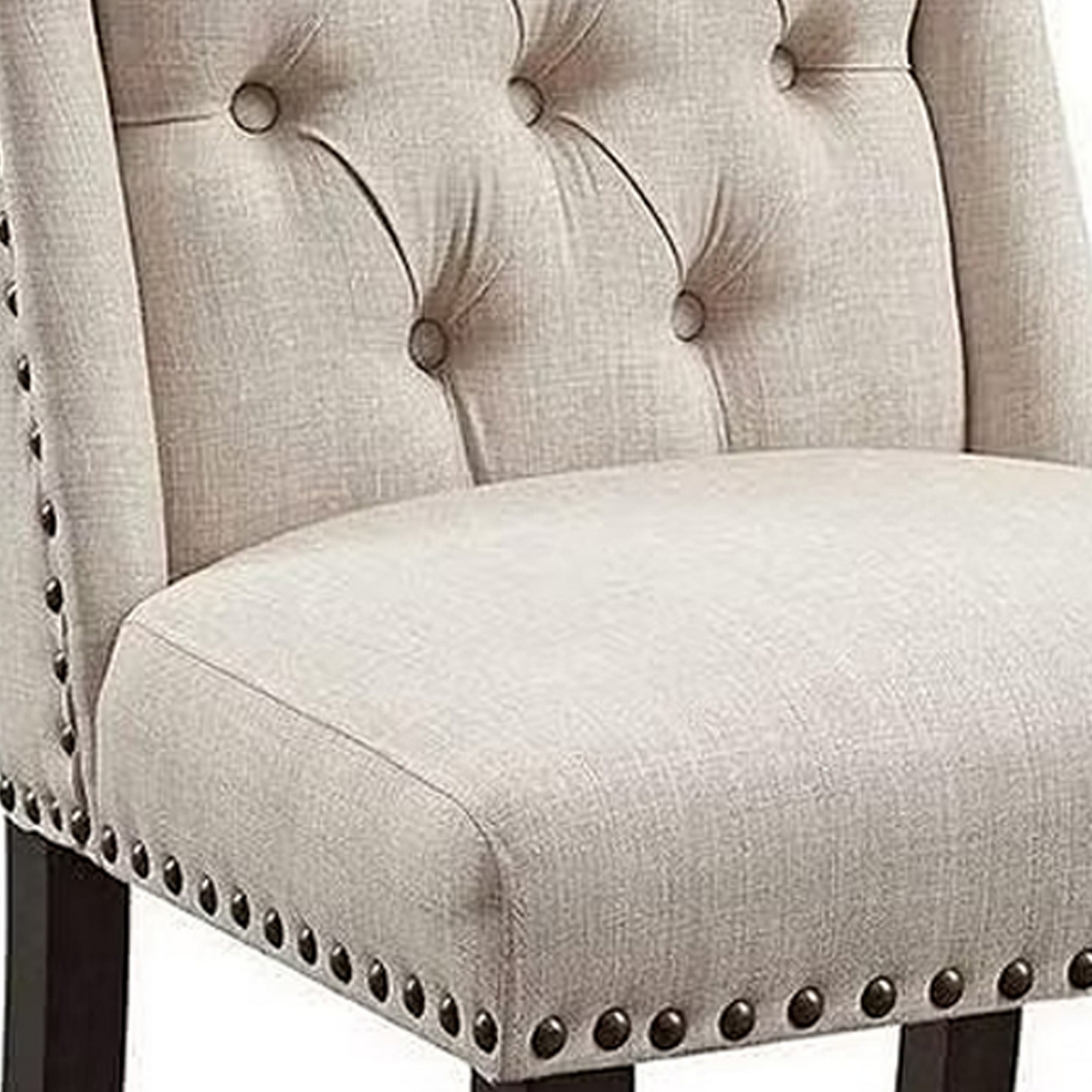 Bega 23 Inch Side Chair, Wingback, Button Tufted, Black, Gray, Set Of 2- Saltoro Sherpi