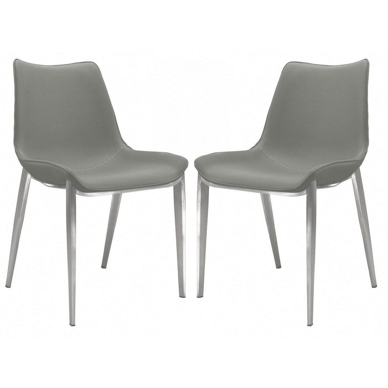 Armless Design Leatherette Dining Chair With Plastic Glider, Set Of 2,Gray- Saltoro Sherpi