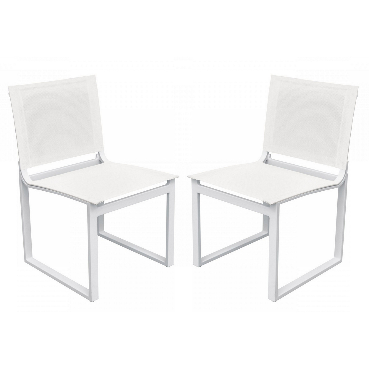 33 Inch Sling Seat Metal Dining Chair, Set Of 2, White- Saltoro Sherpi