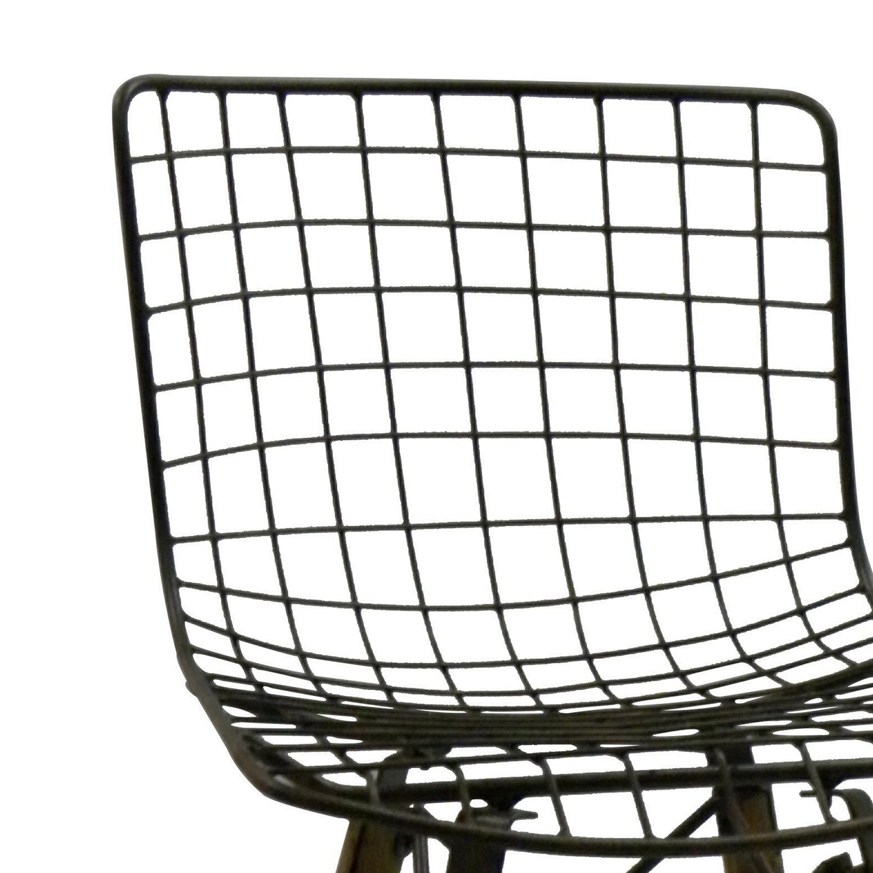 Nani 20 Inch Armless Metal Side Chair, Set Of 2, Antique Silver Seat, Gray Wood Legs - Saltoro Sherpi