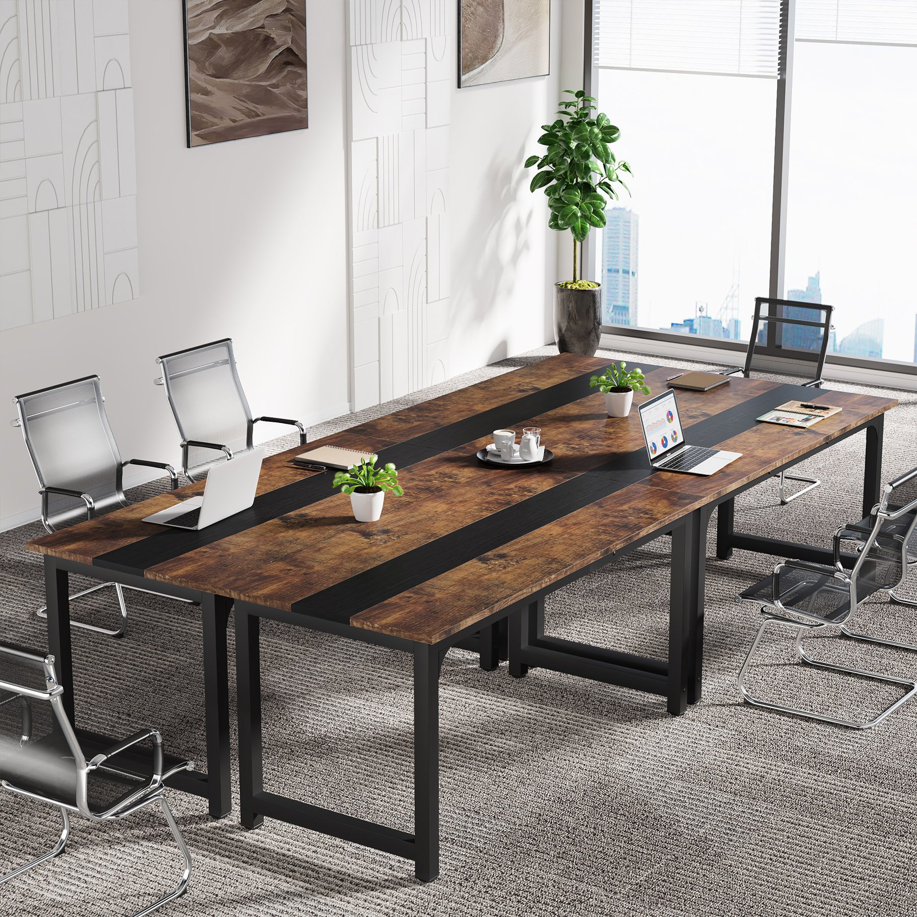 Conference Table, 6FT Meeting Seminar Table Rectangular Meeting Room Desk