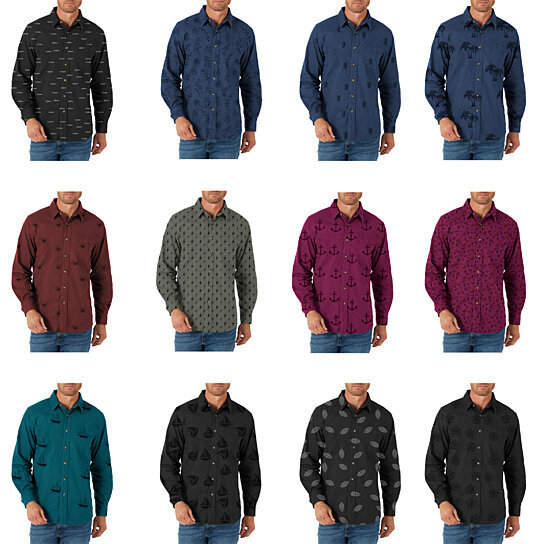 5-Pack: Men's Formal Classic Slim Fit Button Down Long Sleeve Printed Dress Shirt - Small