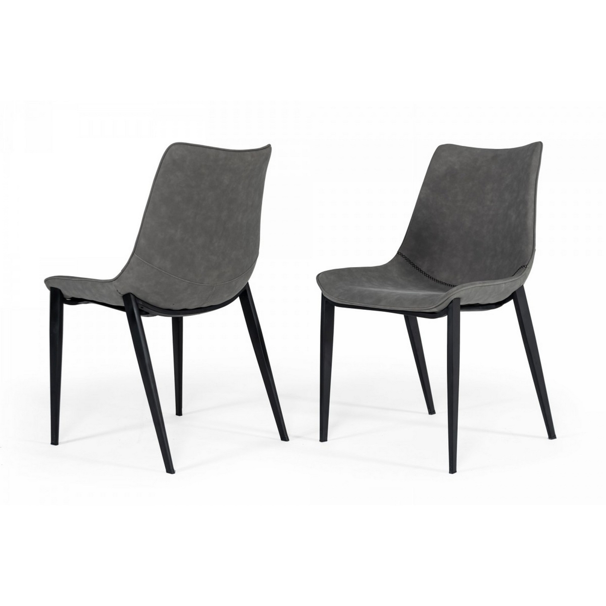 Counter Leatherette Dining Chair With Angled Tapered Legs, Set Of 2, Gray- Saltoro Sherpi