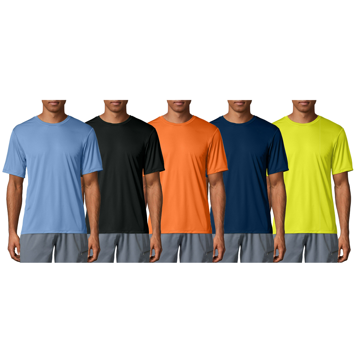 6-Pack: Men's Moisture Wicking Cool Dri-Fit Performance Short Sleeve Crew Neck T-Shirts - Medium