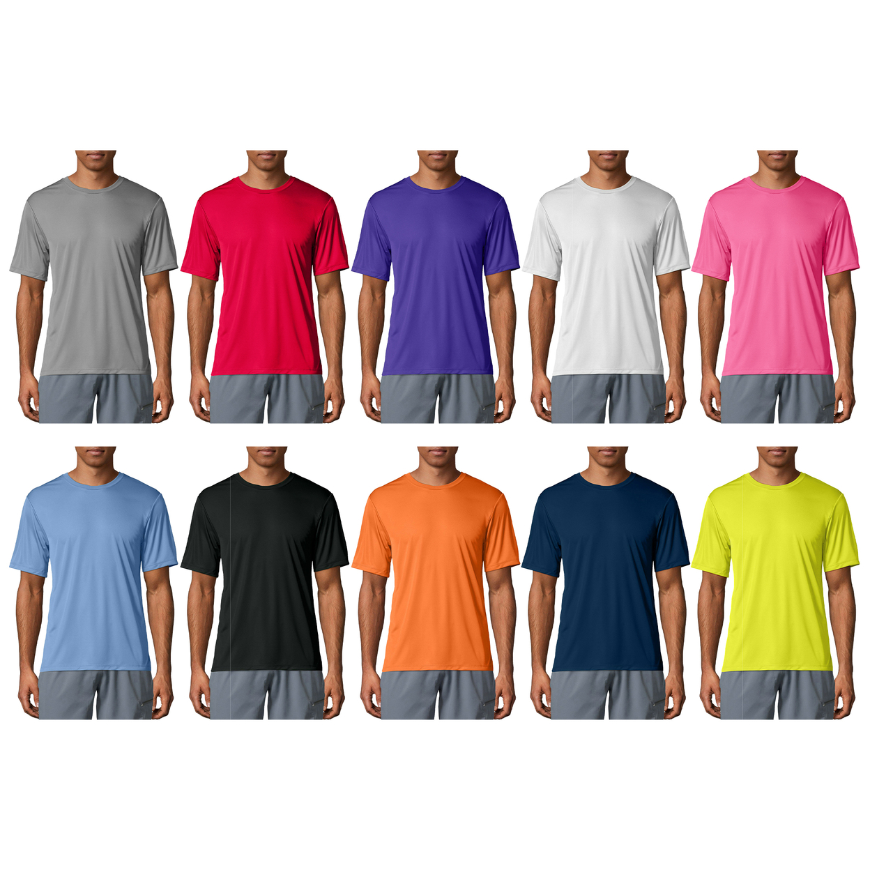 4-Pack: Men's Moisture Wicking Cool Dri-Fit Performance Short Sleeve Crew Neck T-Shirts - Medium