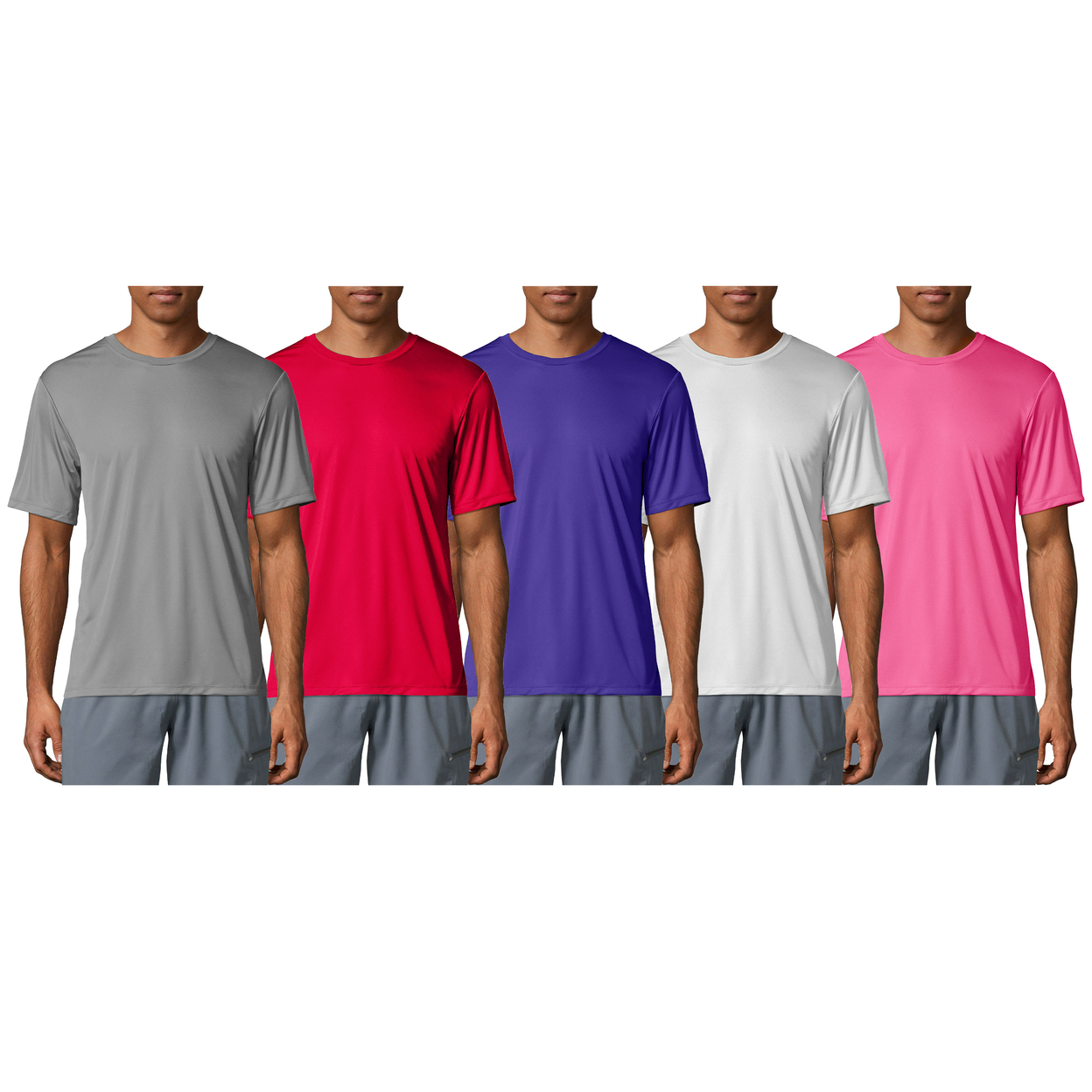 Multi-Pack: Men's Moisture Wicking Cool Dri-Fit Performance Short Sleeve Crew Neck T-Shirts - 3-pack, Small