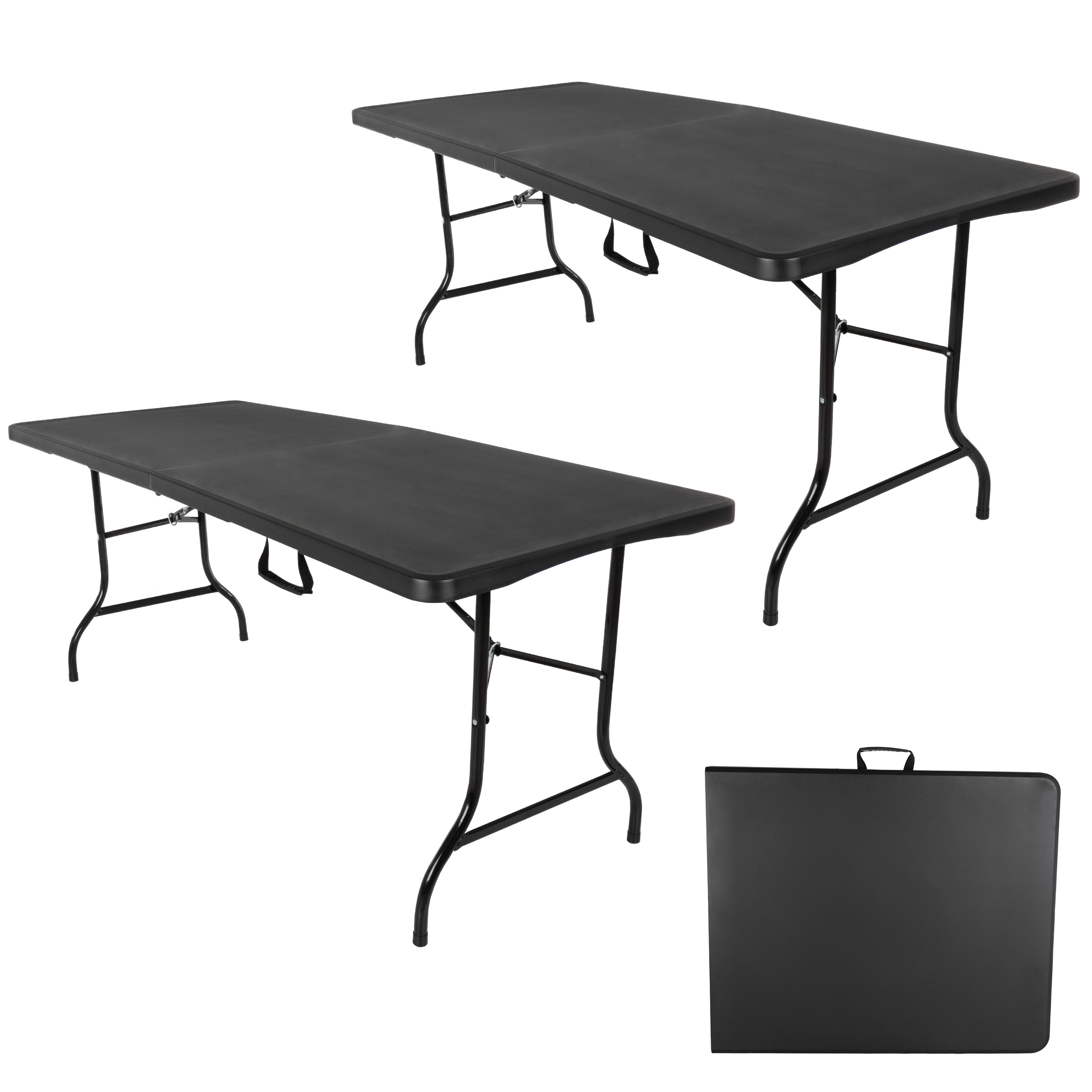Folding Table Set - Set Of 2 Lightweight Portable Tables - 6-Foot-Long Plastic Tabletops For Camping, Parties, And Dining By Everyday Home (