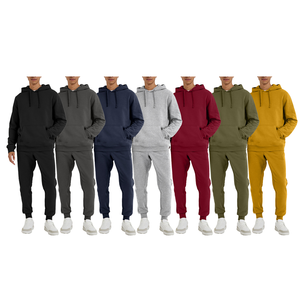 Multi-Pack: Men's Big & Tall Athletic Active Jogging Winter Warm Fleece Lined Pullover Tracksuit Set - Charcoal, 1-pack, Medium
