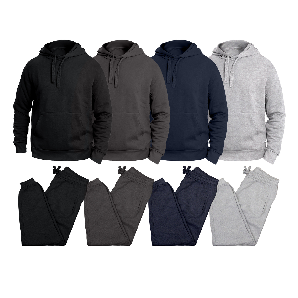 Multi-Pack: Big & Tall Men's Winter Warm Cozy Athletic Fleece Lined Multi-Pocket Cargo Sweatsuit - Grey, 1-pack, X-large