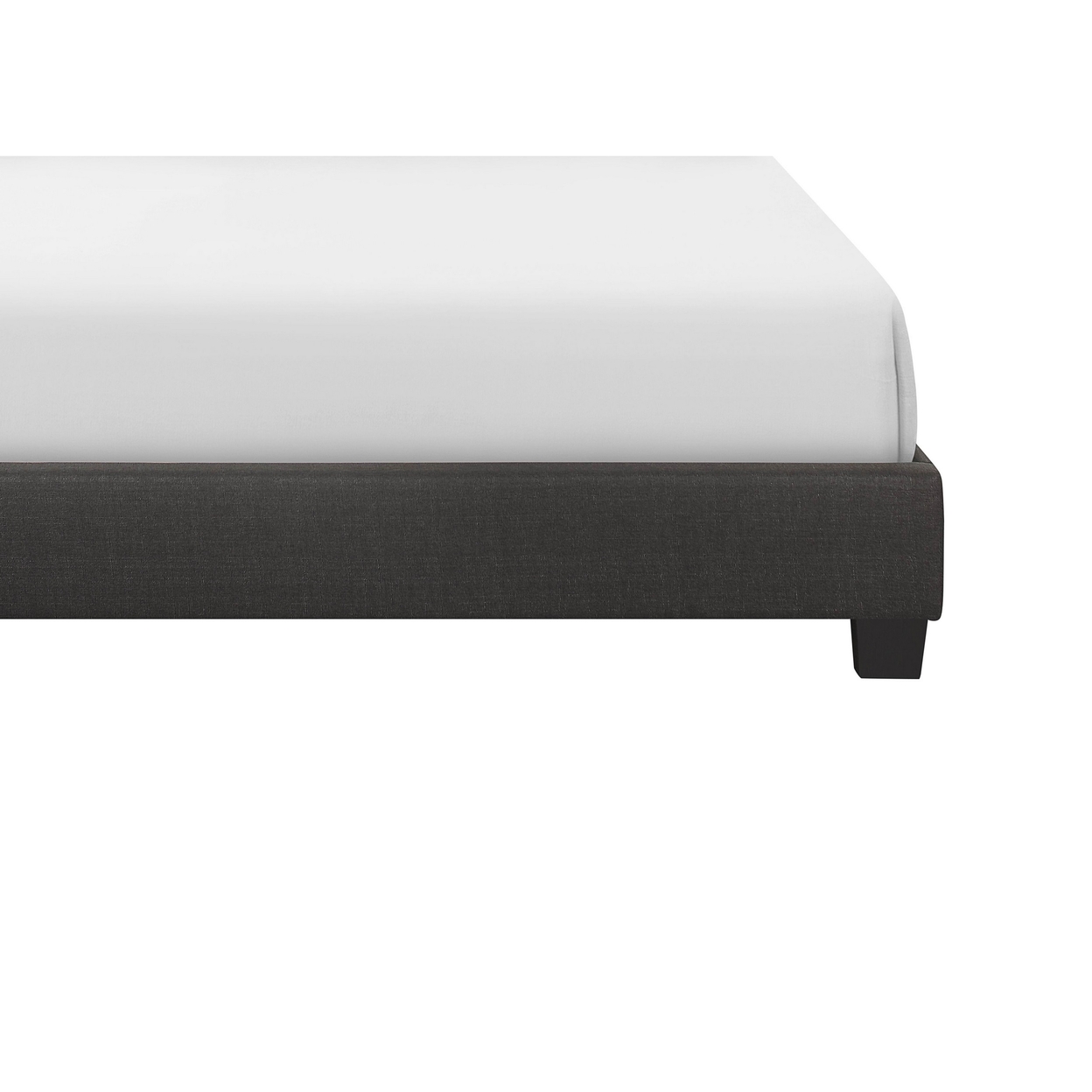 Dane Full Size Bed, Fully Upholstered, Tufted Curved Headboard, Dark Gray- Saltoro Sherpi