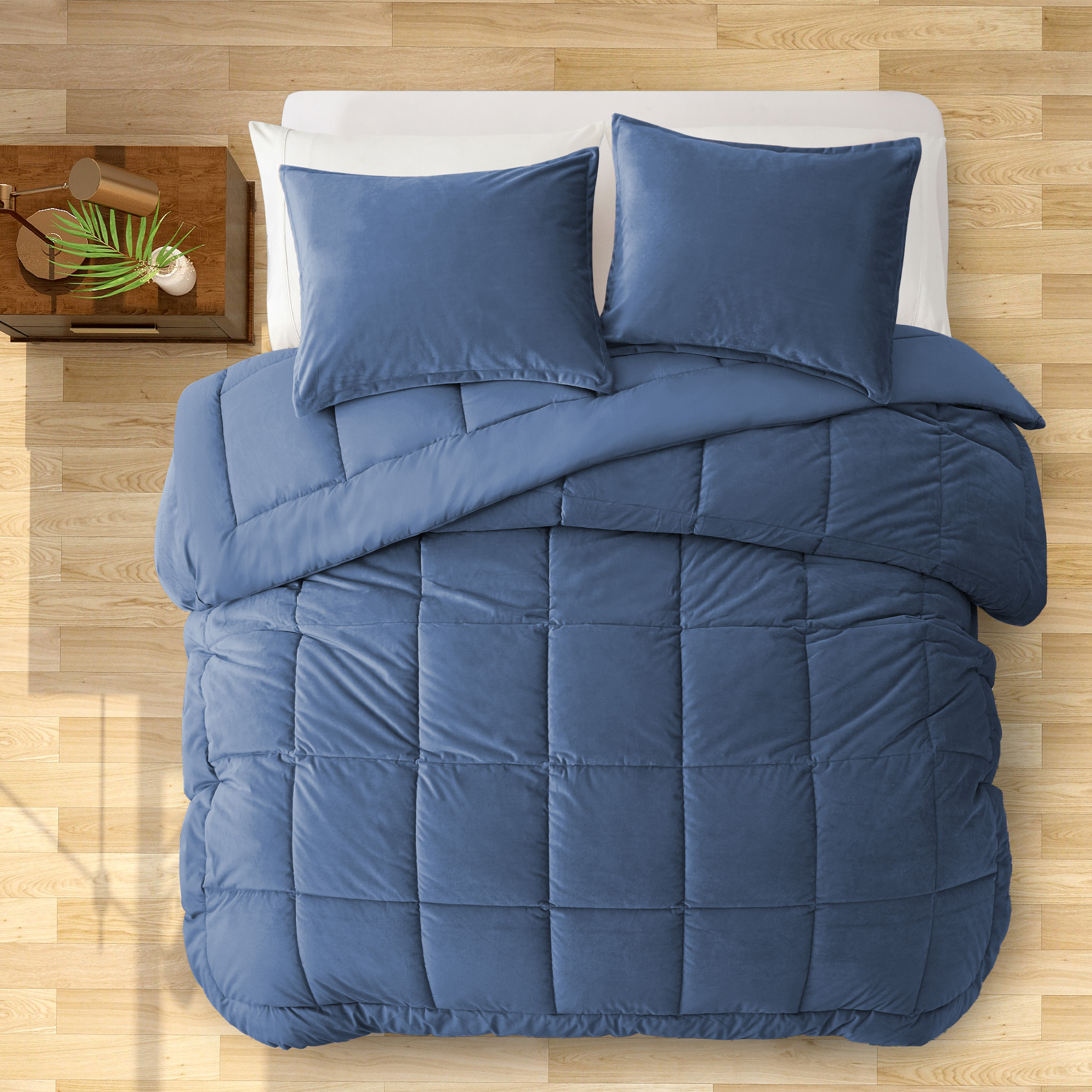 2 Or 3 Pieces Luxury Ultra Soft Velvet Solid Duvet Set-All Season Reversible Down Alternative Comforter Set - King Size
