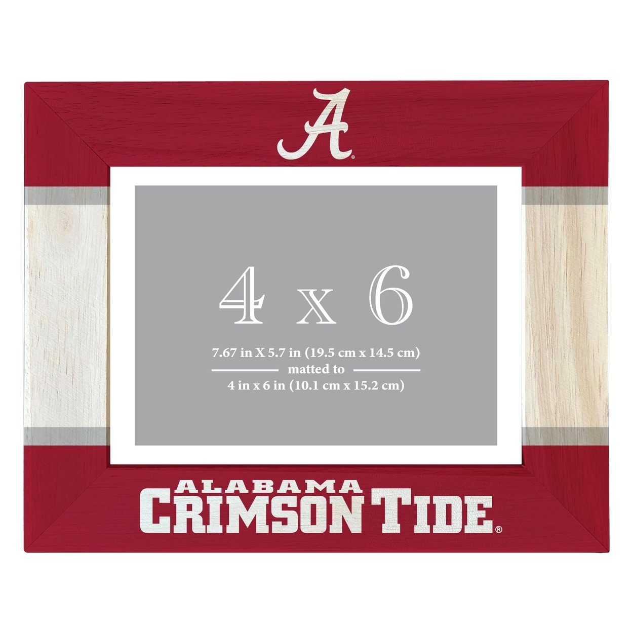Alabama Crimson Tide Wooden Photo Frame Matted To 4 X 6 Inch - Printed