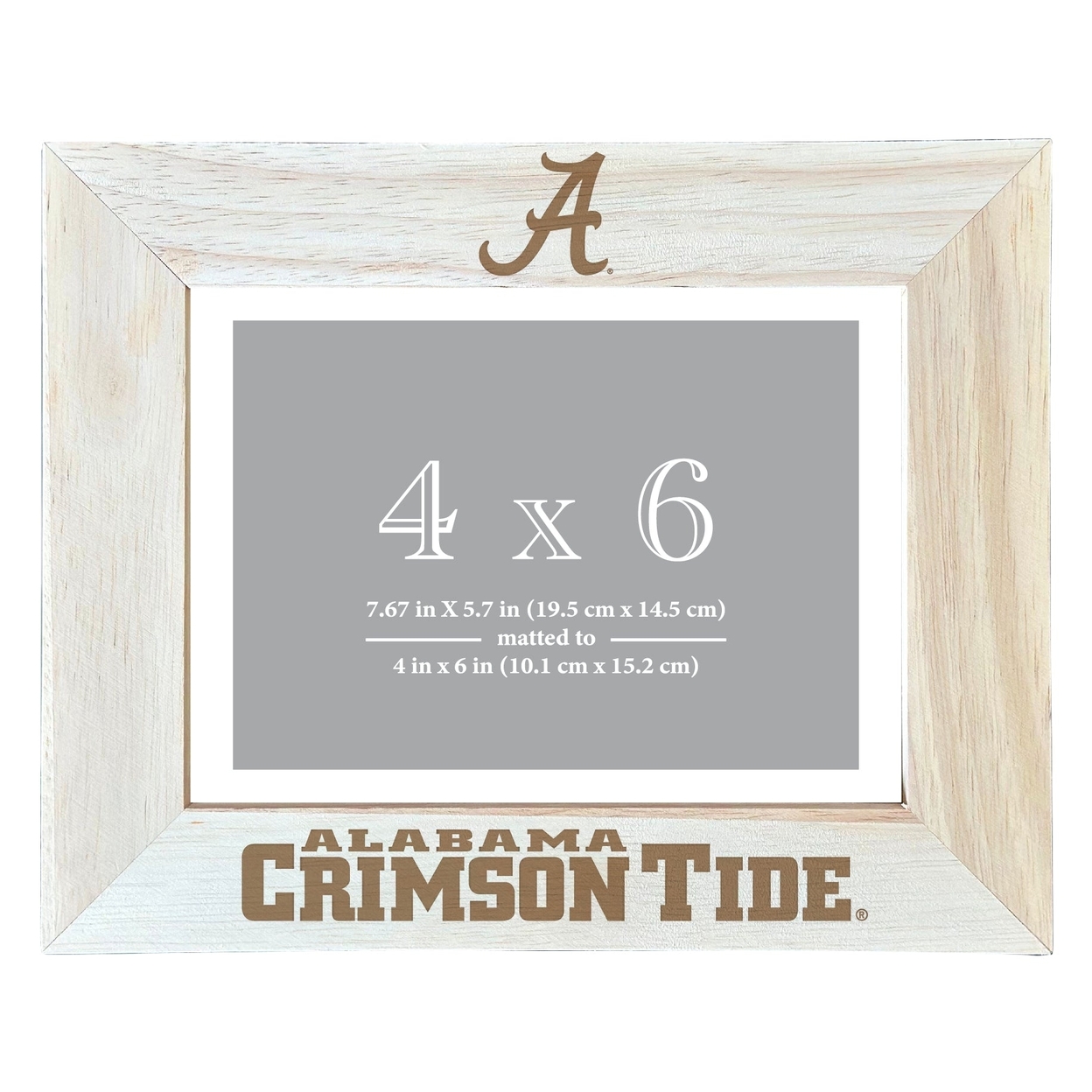 Alabama Crimson Tide Wooden Photo Frame Matted To 4 X 6 Inch - Etched