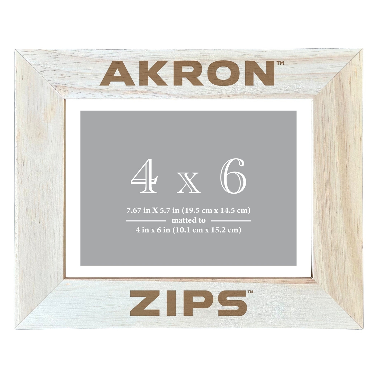 Akron Zips Wooden Photo Frame Matted To 4 X 6 Inch - Etched