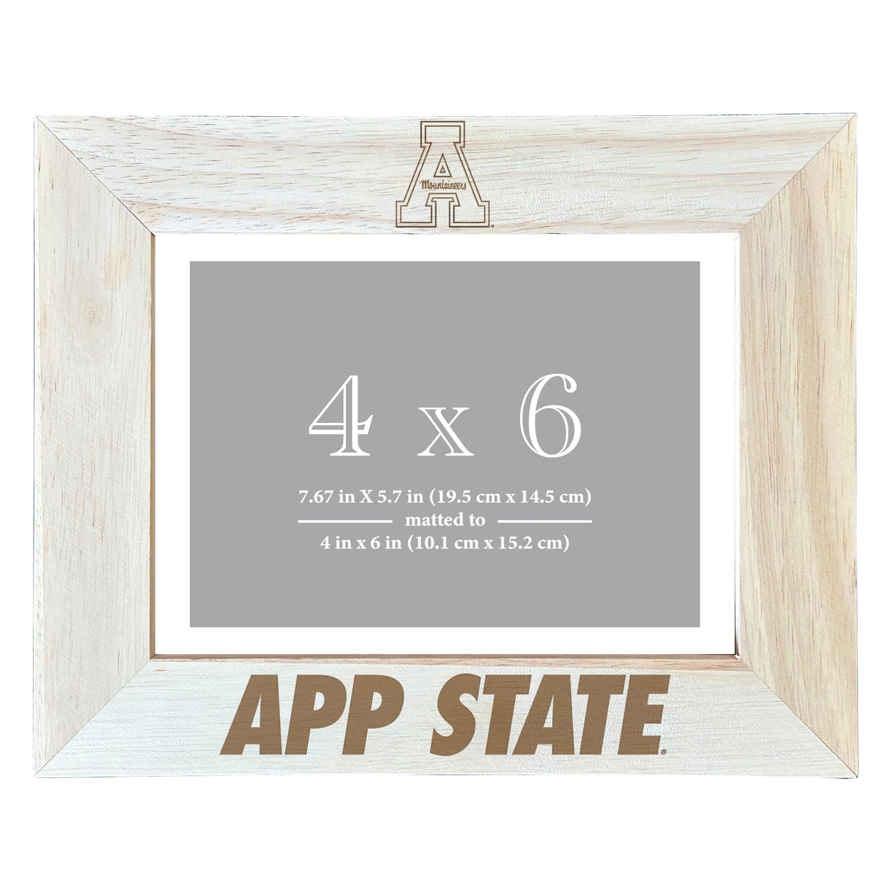 Appalachian State Wooden Photo Frame Matted To 4 X 6 Inch - Etched
