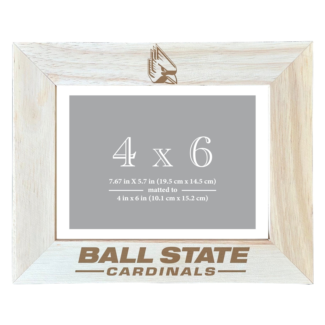 Ball State University Wooden Photo Frame Matted To 4 X 6 Inch - Etched