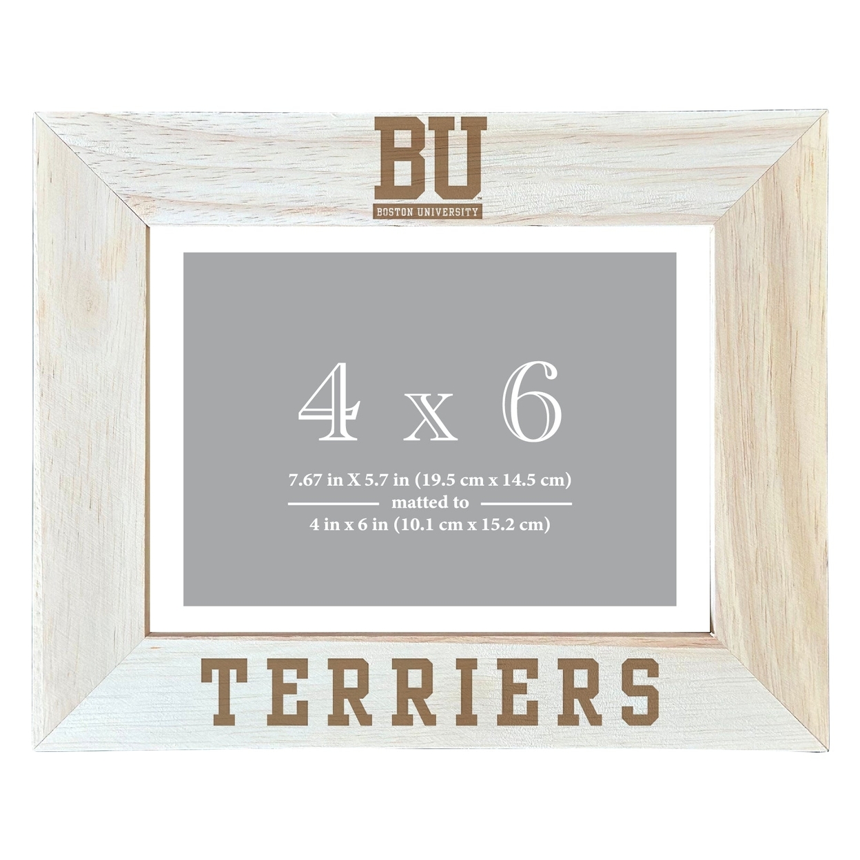 Boston Terriers Wooden Photo Frame Matted To 4 X 6 Inch - Etched