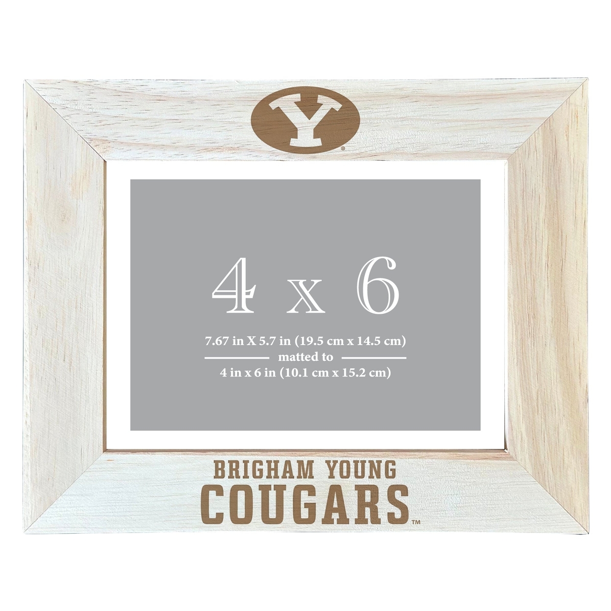 Brigham Young Cougars Wooden Photo Frame Matted To 4 X 6 Inch - Etched