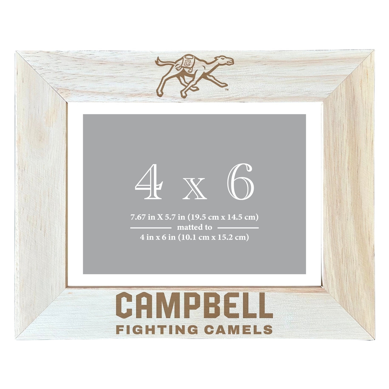 Campbell University Fighting Camels Wooden Photo Frame Matted To 4 X 6 Inch - Etched