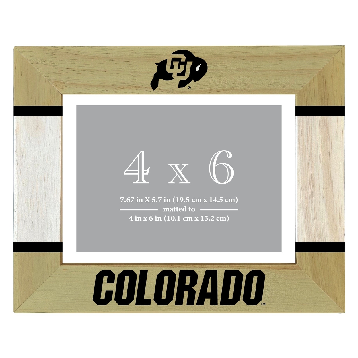 Colorado Buffaloes Wooden Photo Frame Matted To 4 X 6 Inch - Printed