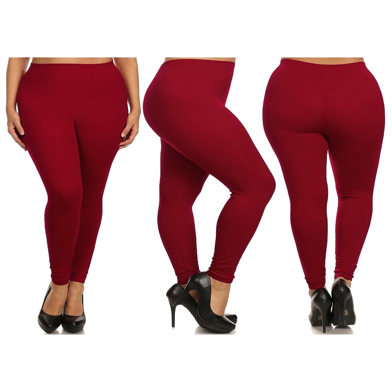 Multi-Pack: Women's Casual Ultra-Soft Smooth High Waisted Athletic Active Yoga Leggings Plus Size Available - 1-pack, 2x