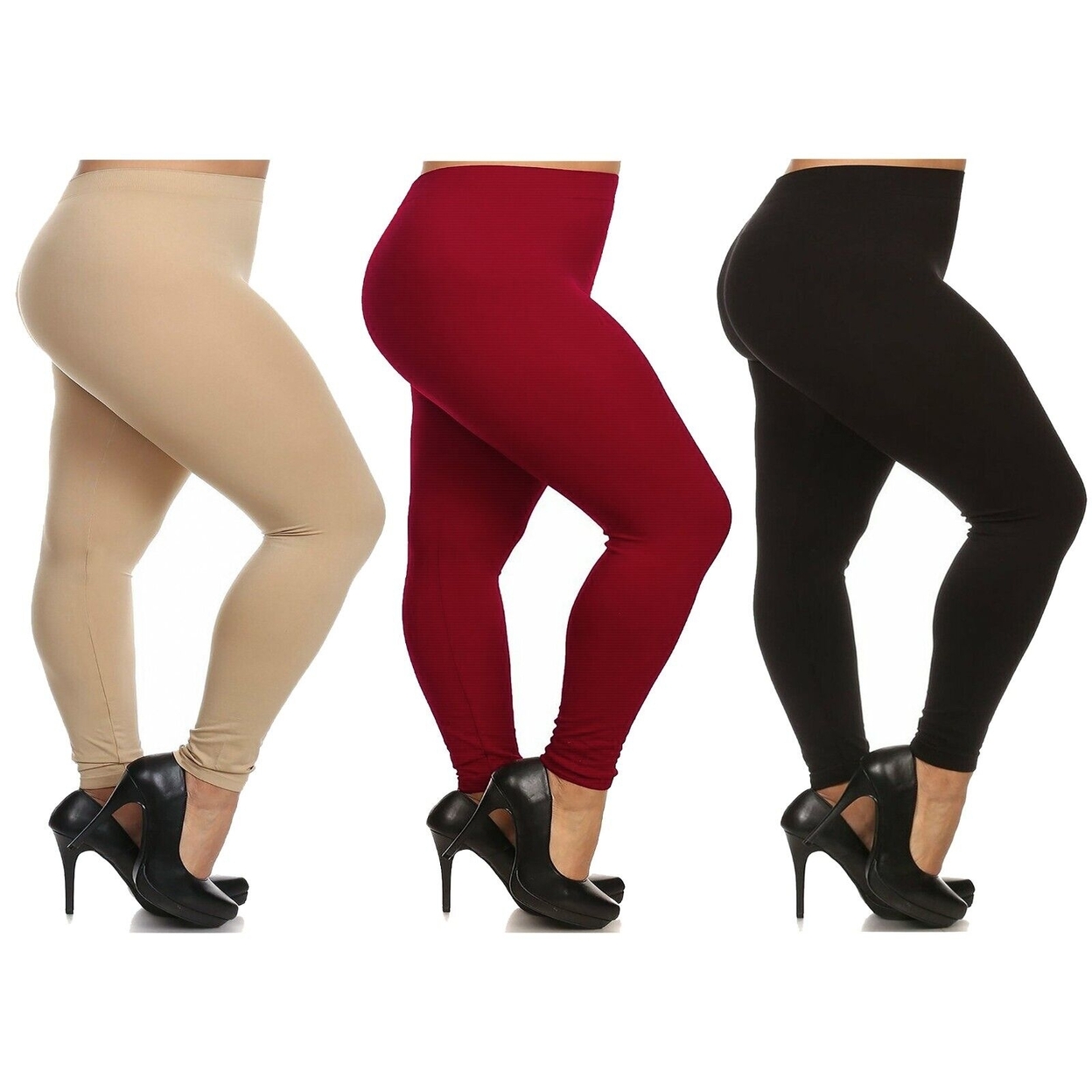 Women's Casual Ultra Soft Smooth High Waisted Athletic Active Yoga Leggings Plus Size Available - Black, 3x