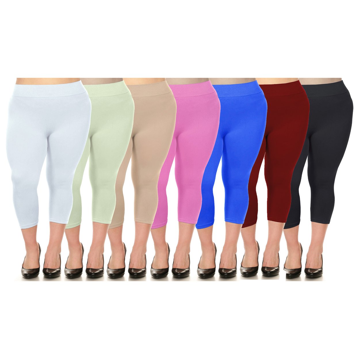 Women's Ultra-Soft High Waisted Smooth Stretch Active Yoga Capri Leggings Plus Size Available - Beige, 1x