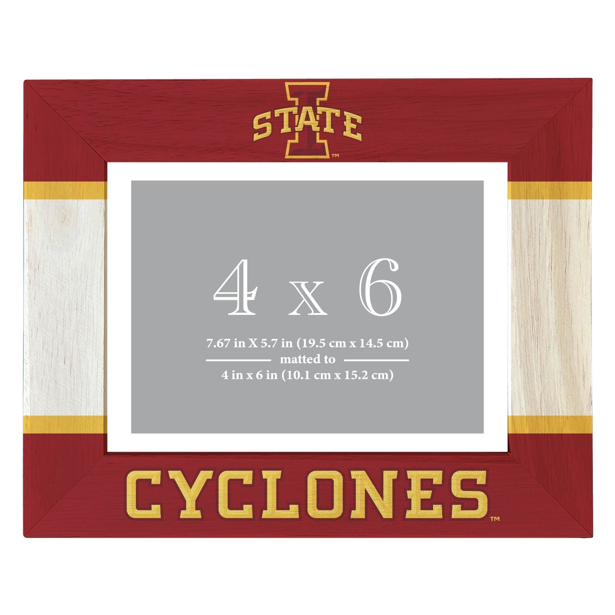 Iowa State Cyclones Wooden Photo Frame Matted To 4 X 6 Inch - Printed