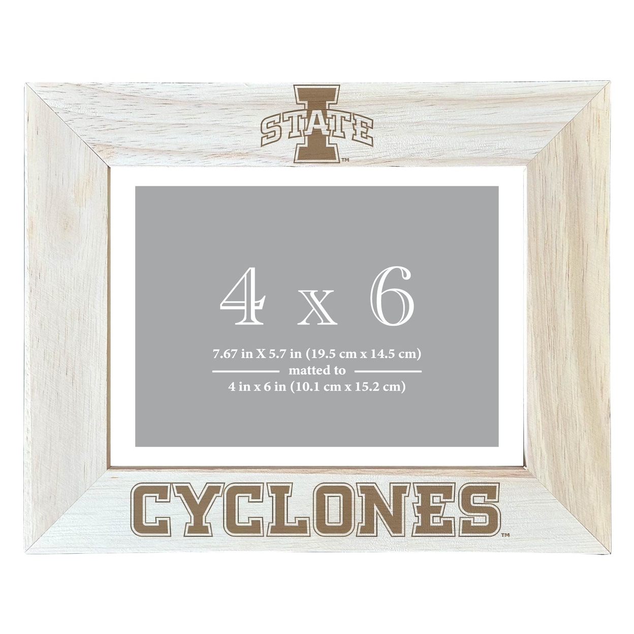 Iowa State Cyclones Wooden Photo Frame Matted To 4 X 6 Inch - Etched