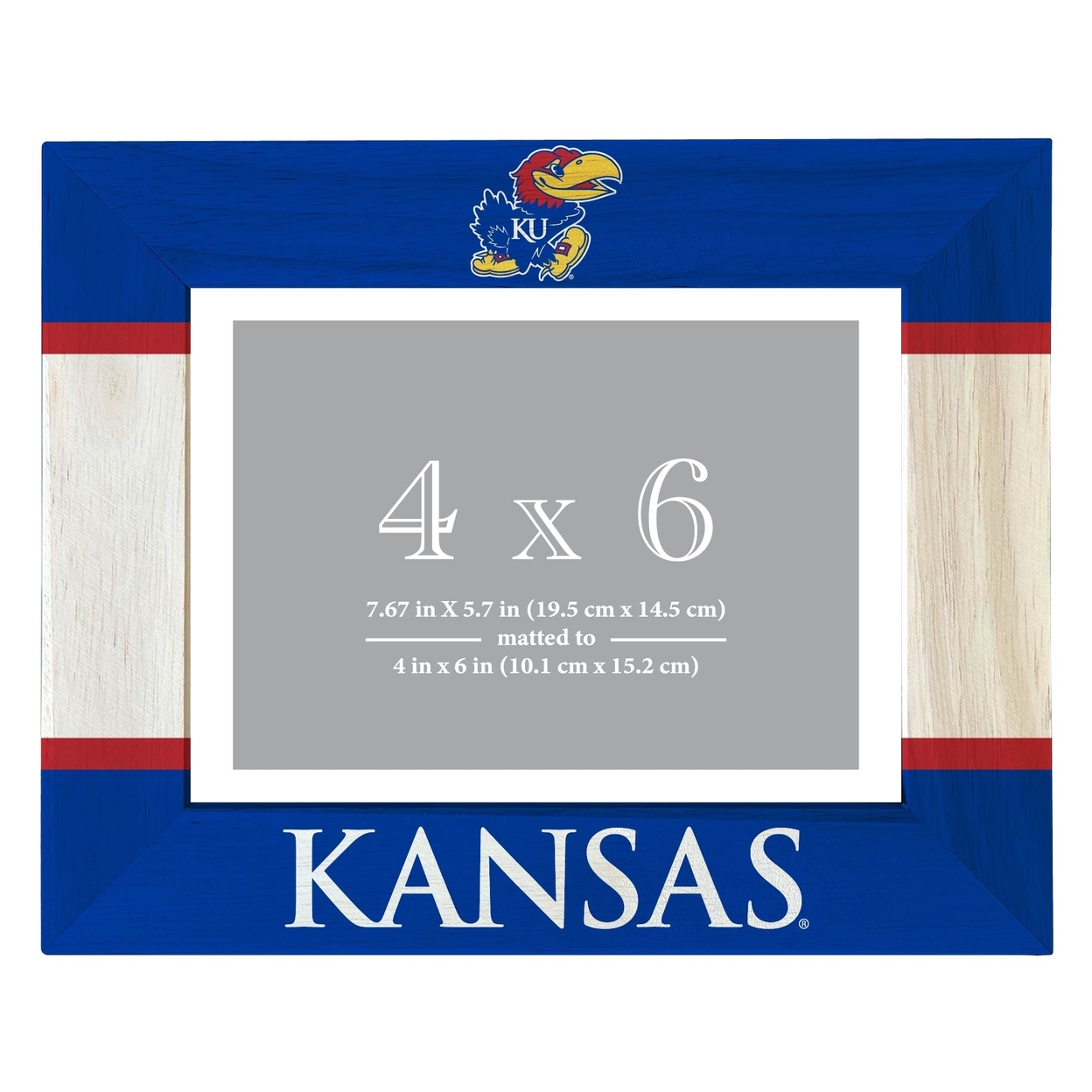 Kansas Jayhawks Wooden Photo Frame Matted To 4 X 6 Inch - Printed