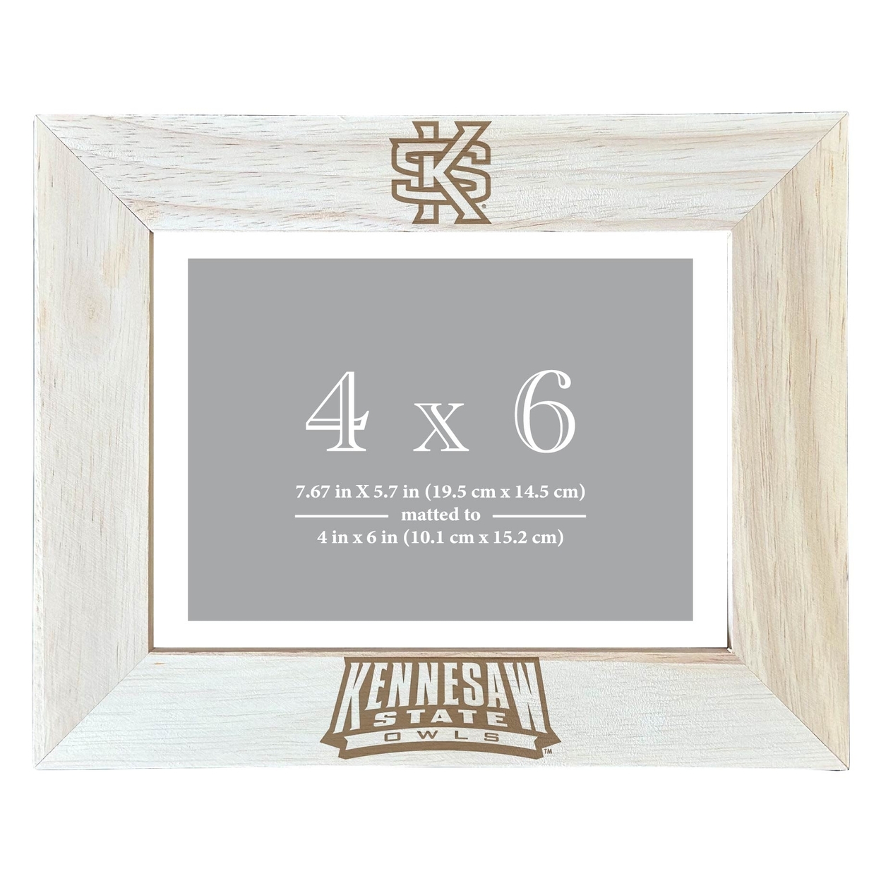 Kennesaw State University Wooden Photo Frame Matted To 4 X 6 Inch - Etched