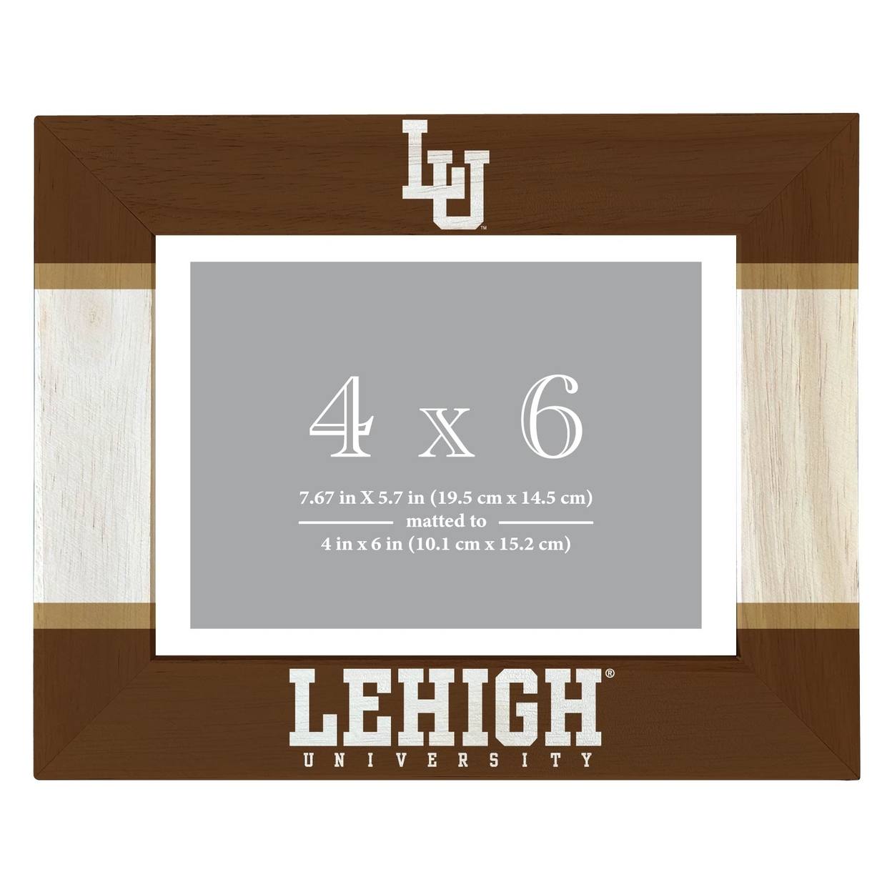 Lehigh University Mountain Hawks Wooden Photo Frame Matted To 4 X 6 Inch - Printed