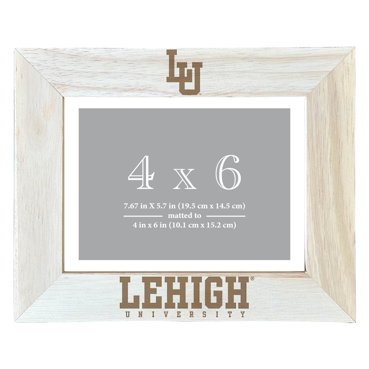 Lehigh University Mountain Hawks Wooden Photo Frame Matted To 4 X 6 Inch - Etched