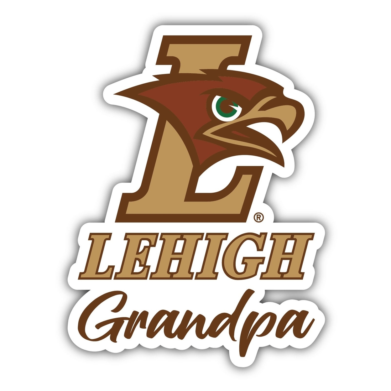 Lehigh University Mountain Hawks 4 Inch Proud Grandpa Die Cut Decal - Grandpa