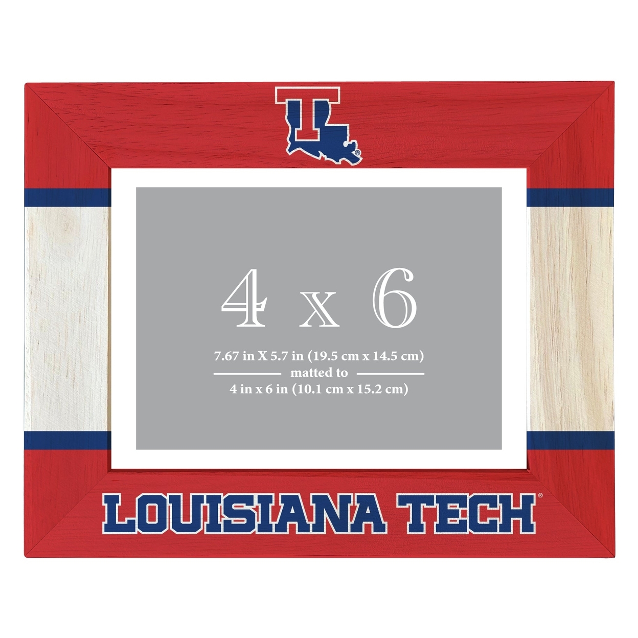 Louisiana Tech Bulldogs Wooden Photo Frame Matted To 4 X 6 Inch - Printed