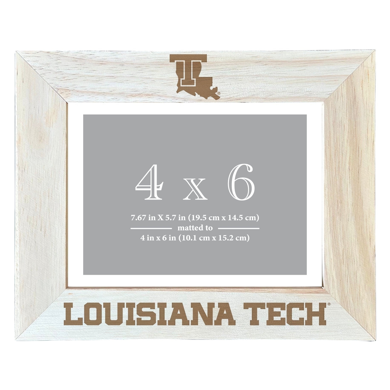 Louisiana Tech Bulldogs Wooden Photo Frame Matted To 4 X 6 Inch - Etched