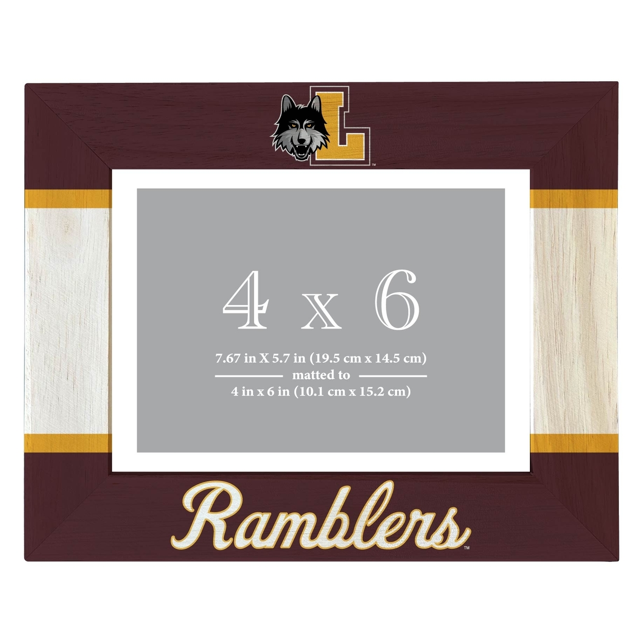 Loyola University Ramblers Wooden Photo Frame Matted To 4 X 6 Inch - Printed