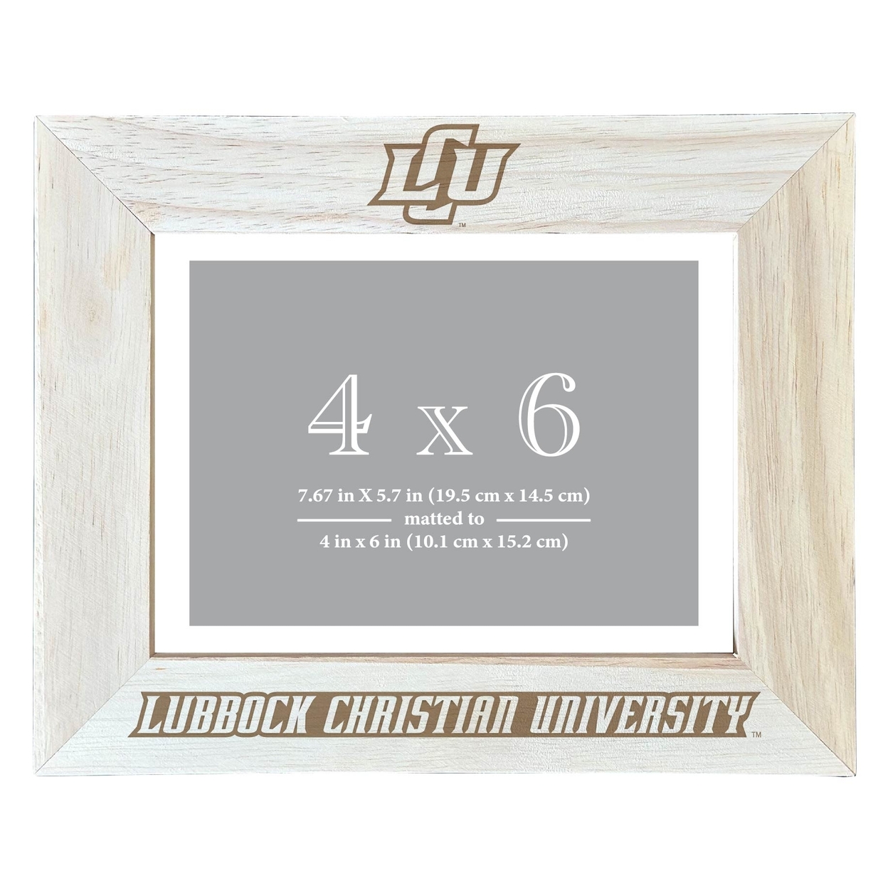 Lubbock Christian University Chaparral Wooden Photo Frame Matted To 4 X 6 Inch - Etched