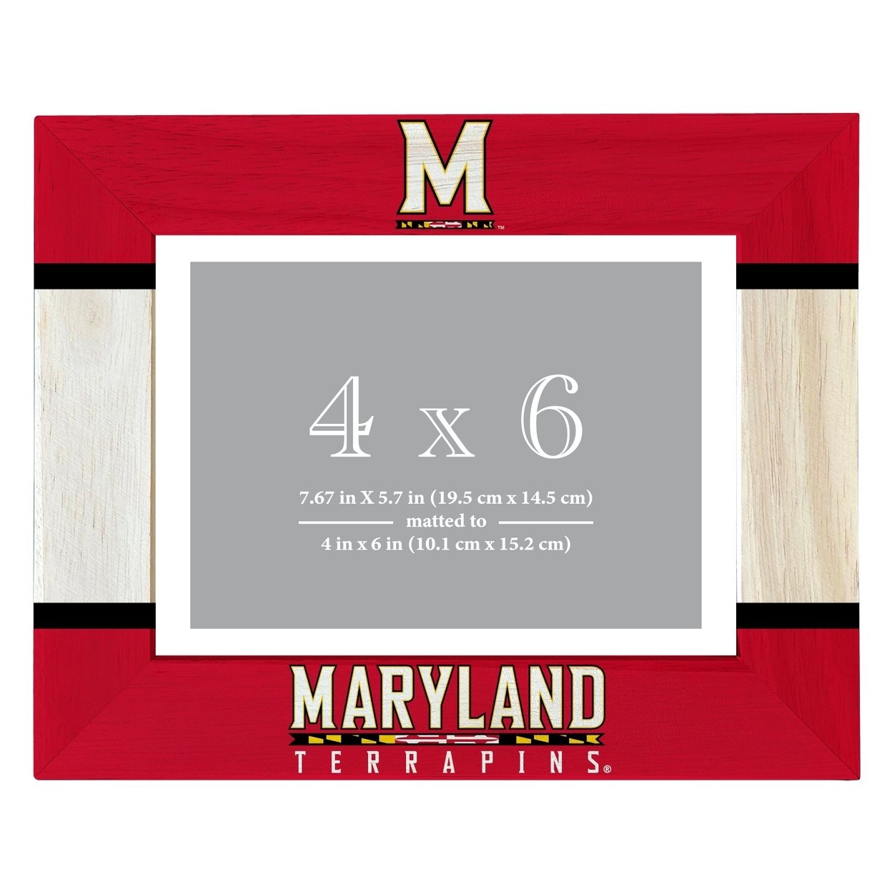 Maryland Terrapins Wooden Photo Frame Matted To 4 X 6 Inch - Printed