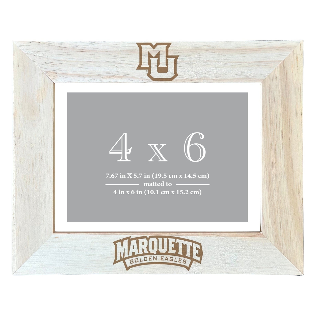 Marquette Golden Eagles Wooden Photo Frame Matted To 4 X 6 Inch - Etched