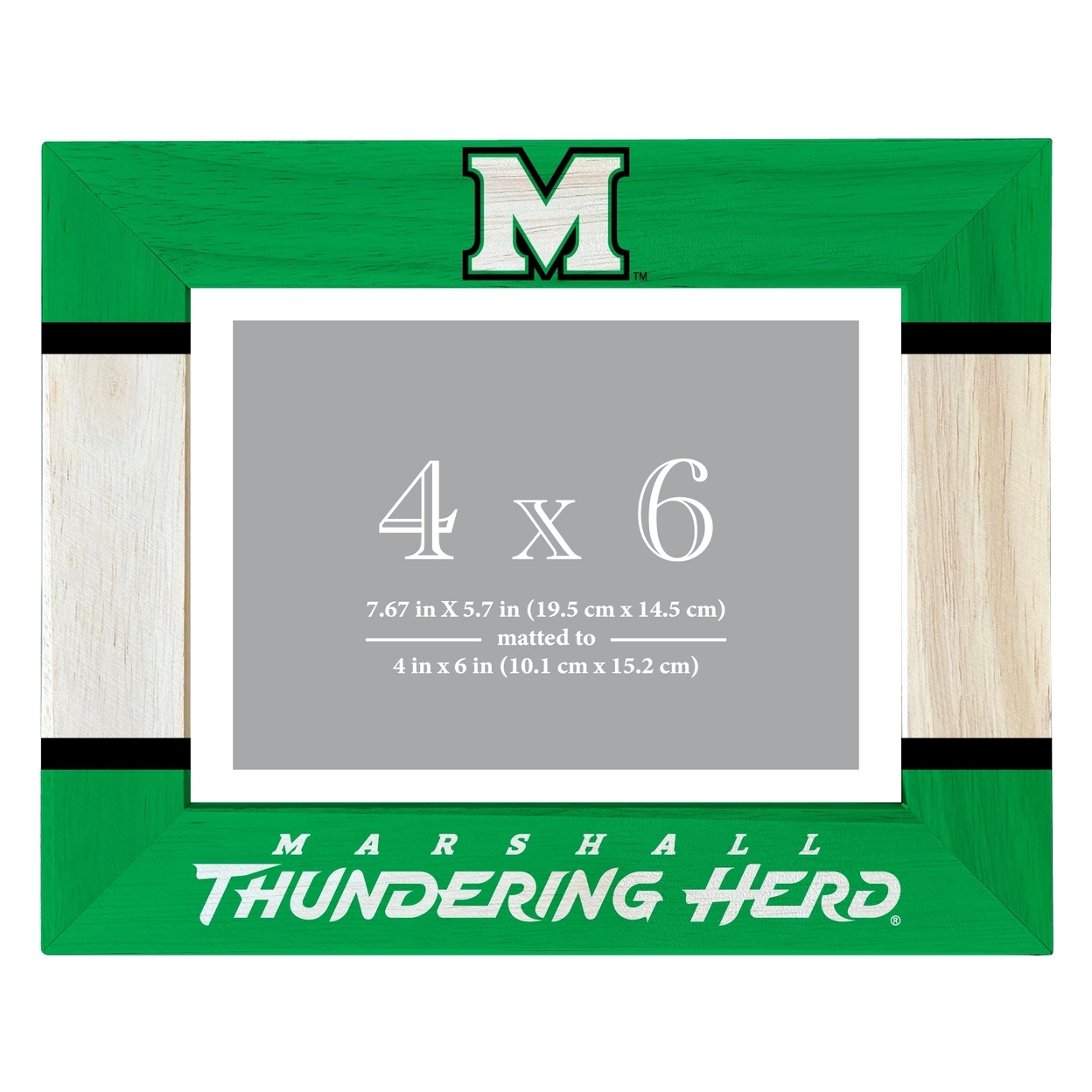 Marshall Thundering Herd Wooden Photo Frame Matted To 4 X 6 Inch - Printed