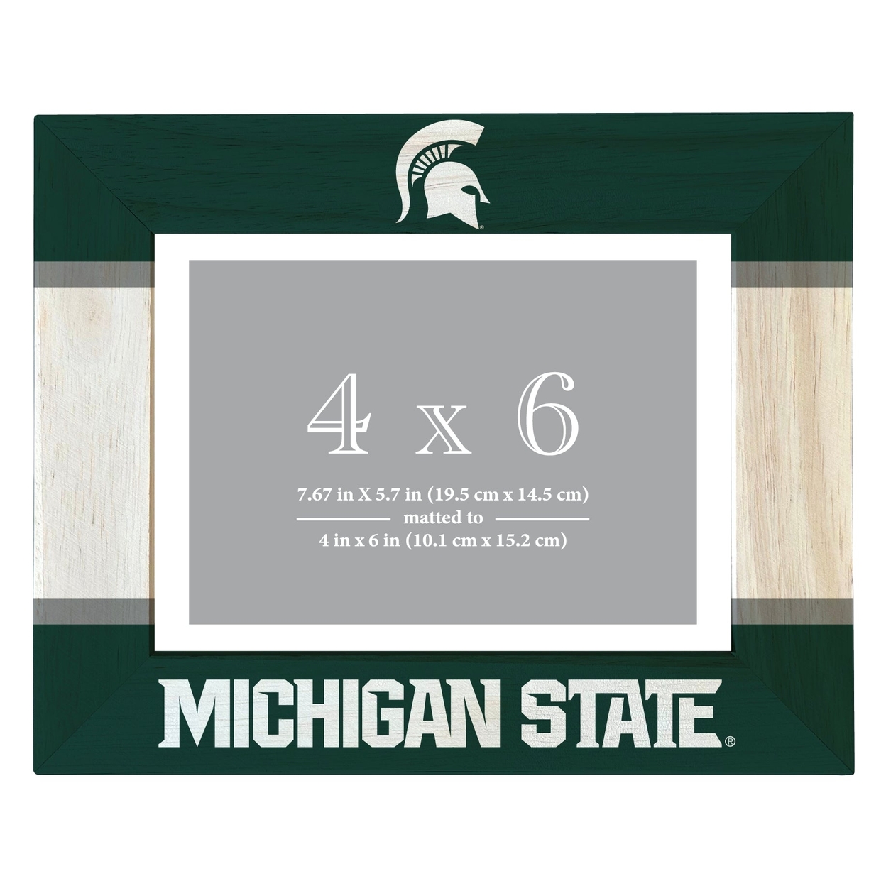 Michigan State Spartans Wooden Photo Frame Matted To 4 X 6 Inch - Printed