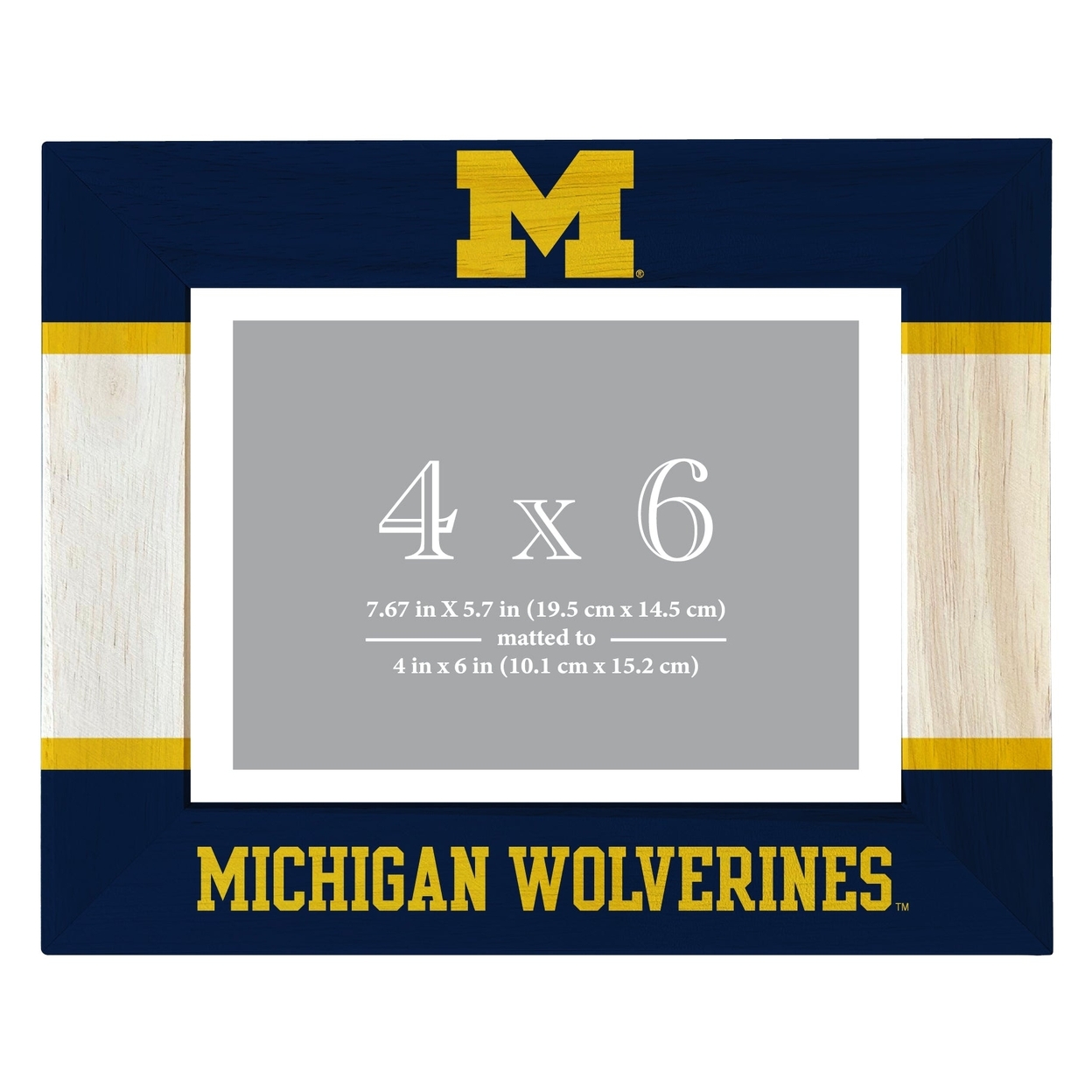 Michigan Wolverines Wooden Photo Frame Matted To 4 X 6 Inch - Printed