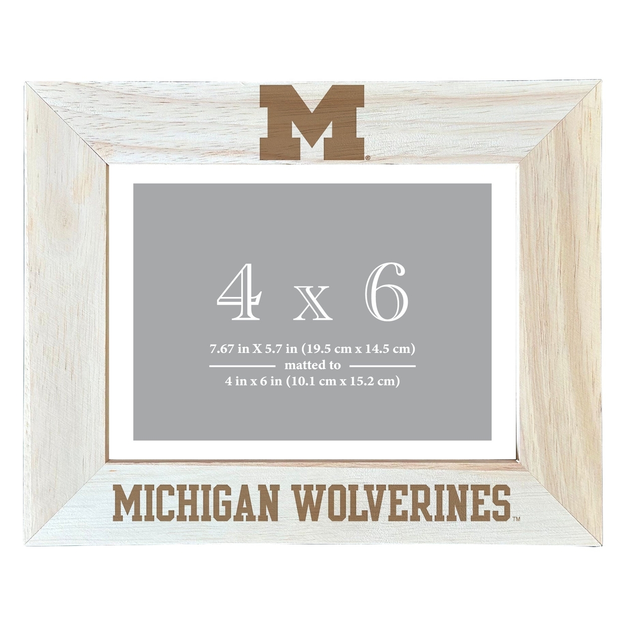 Michigan Wolverines Wooden Photo Frame Matted To 4 X 6 Inch - Etched
