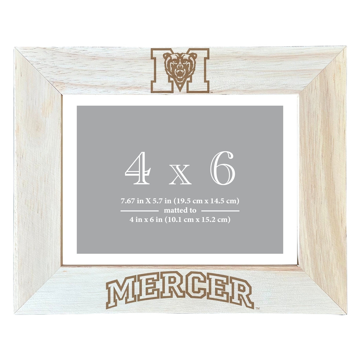 Mercer University Wooden Photo Frame Matted To 4 X 6 Inch - Etched