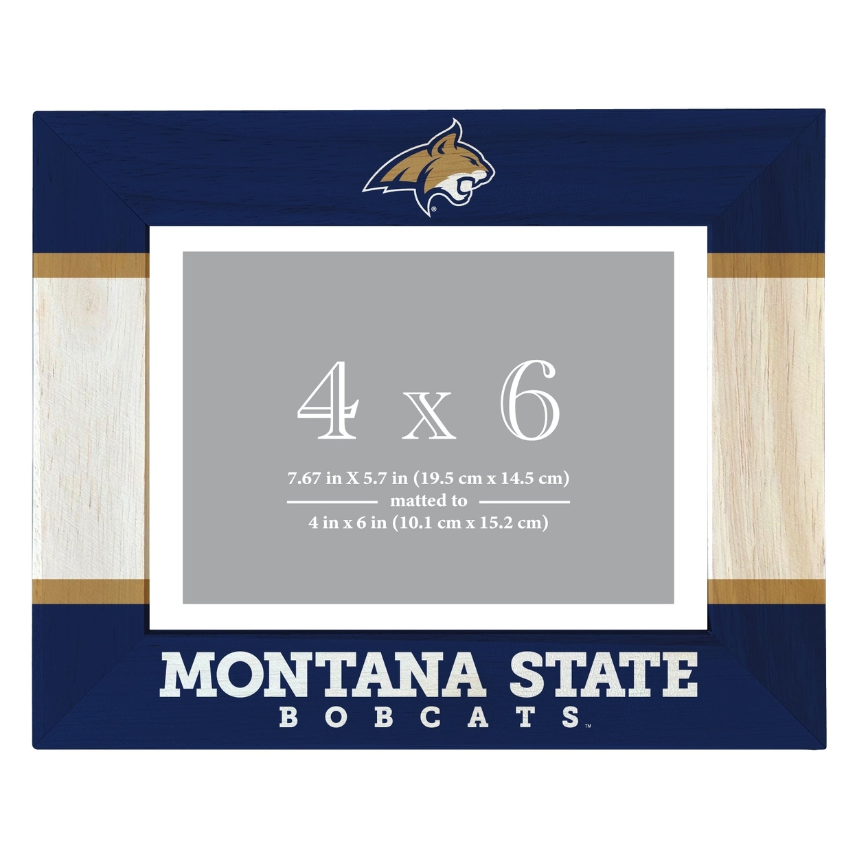 Montana State Bobcats Wooden Photo Frame Matted To 4 X 6 Inch - Printed