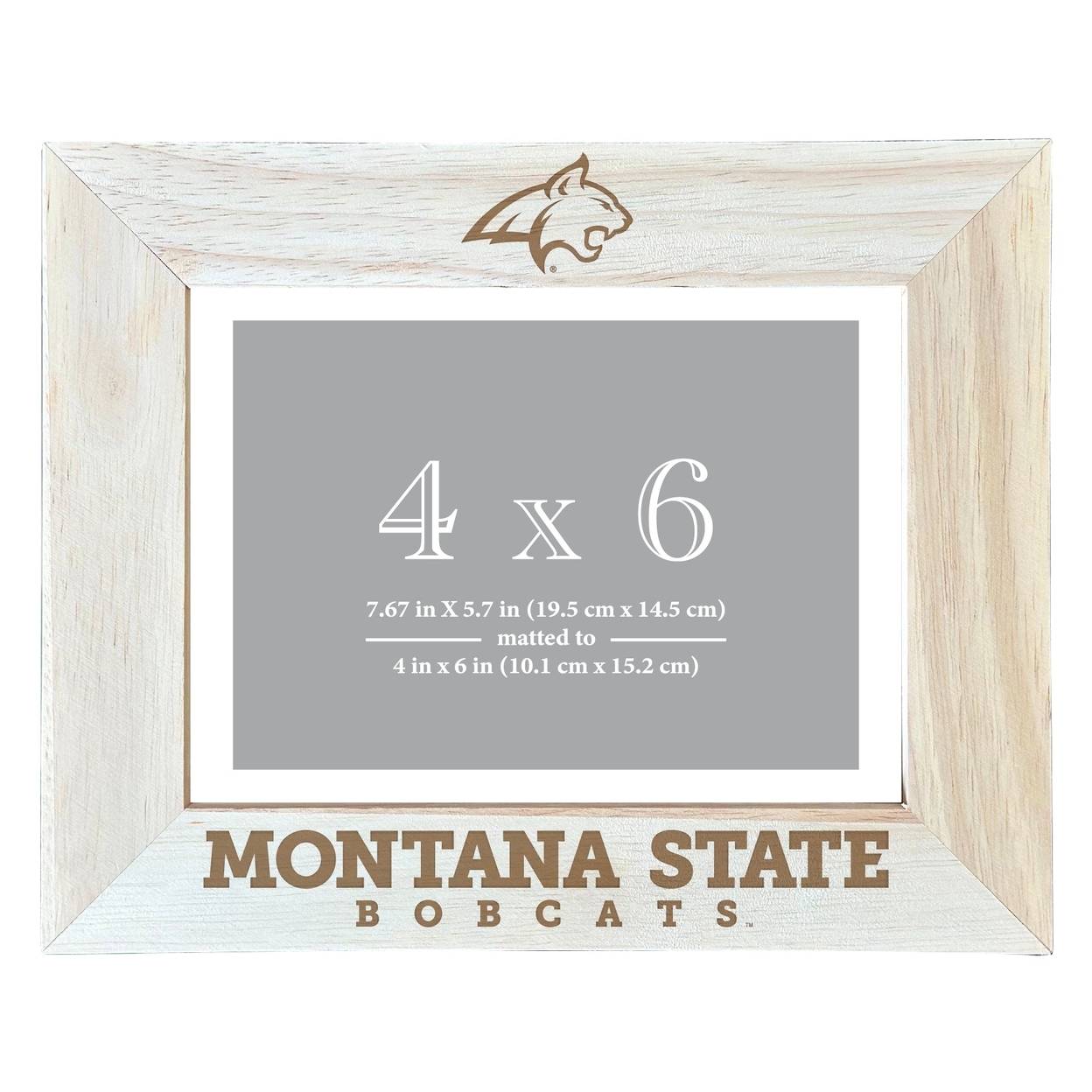 Montana State Bobcats Wooden Photo Frame Matted To 4 X 6 Inch - Etched