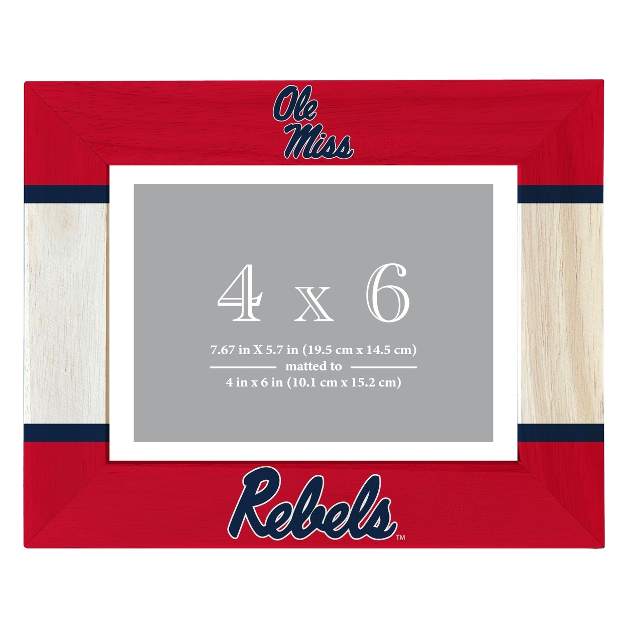 Mississippi Rebels Ole Miss Wooden Photo Frame Matted To 4 X 6 Inch - Printed