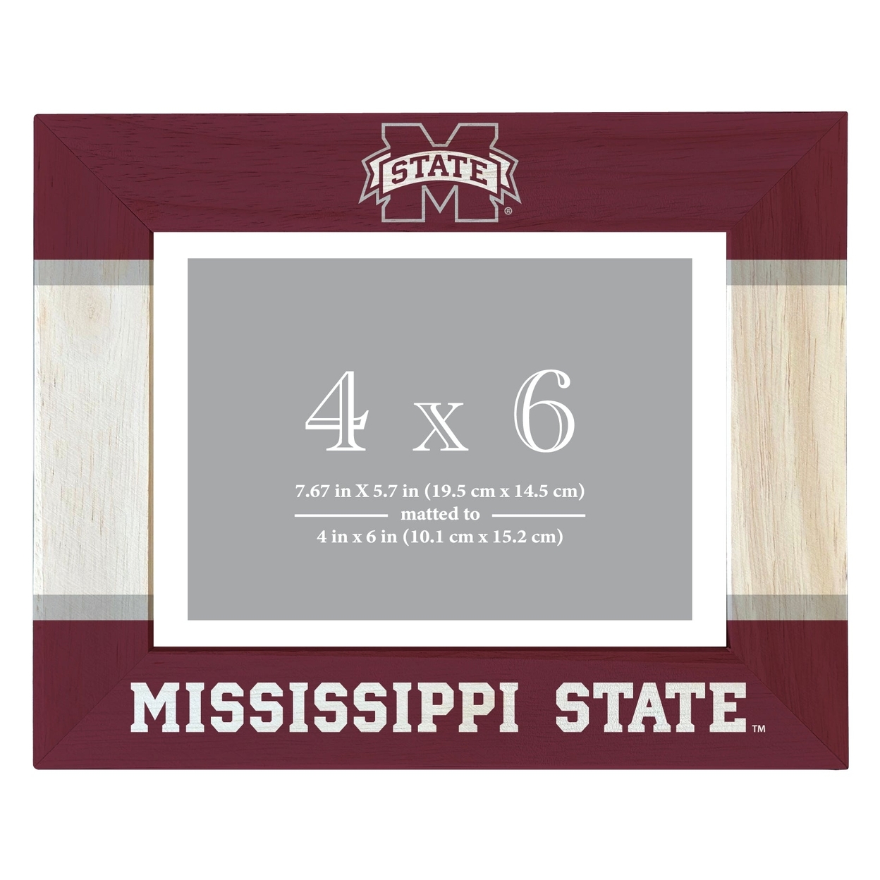 Mississippi State Bulldogs Wooden Photo Frame Matted To 4 X 6 Inch - Printed